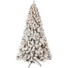 6FT Pre-Lit Flocked Christmas Tree, Hinged Artificial Xmas Trees/Premium PVC Branches, 300 Lights