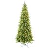 Artificial 7ft Green Christmas Tree with 1180PVC/Hard Needle Mixed Branch Tips, 400L warm white led, memory wire+iron wire
