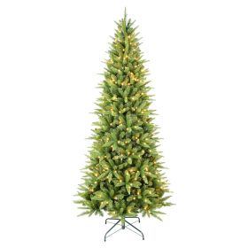 Artificial 7ft Green Christmas Tree with 1180PVC/Hard Needle Mixed Branch Tips, 400L warm white led, memory wire+iron wire