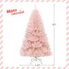 6ft Pink Artificial Christmas Tree Hinged Full Fir Tree with Metal Stand