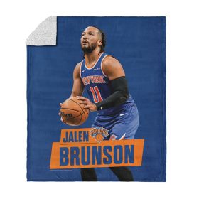 New York Knicks NBA Jalen Brunson Silk Touch Sherpa Throw Blanket 50 x 60 inches