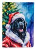 Black Newfoundland Christmas House Flag Large Porch Sleeve Pole Decorative Outside Yard Banner Artwork Wall Hanging, Polyester, House Size, Multicolor