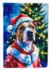 Pit Bull Terrier Christmas House Flag Large Porch Sleeve Pole Decorative Outside Yard Banner Artwork Wall Hanging, Polyester, House Size, Multicolor