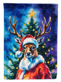 Deer Christmas House Flag Large Porch Sleeve Pole Decorative Outside Yard Banner Artwork Wall Hanging, Polyester, House Size, Multicolor
