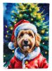 Goldendoodle Christmas House Flag Large Porch Sleeve Pole Decorative Outside Yard Banner Artwork Wall Hanging, Polyester, House Size, Multicolor