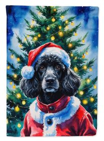 Black Poodle Christmas House Flag Large Porch Sleeve Pole Decorative Outside Yard Banner Artwork Wall Hanging, Polyester, House Size, Multicolor