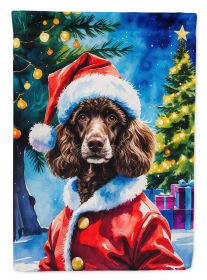 Chocolate Poodle Christmas House Flag Large Porch Sleeve Pole Decorative Outside Yard Banner Artwork Wall Hanging, Polyester, House Size, Multicolor