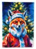 Fox Christmas House Flag Large Porch Sleeve Pole Decorative Outside Yard Banner Artwork Wall Hanging, Polyester, House Size, Multicolor