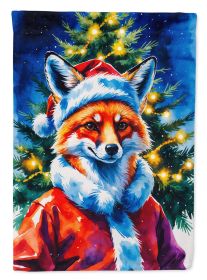 Fox Christmas House Flag Large Porch Sleeve Pole Decorative Outside Yard Banner Artwork Wall Hanging, Polyester, House Size, Multicolor