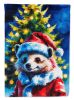 Hedgehog Christmas House Flag Large Porch Sleeve Pole Decorative Outside Yard Banner Artwork Wall Hanging, Polyester, House Size, Multicolor