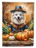American Eskimo Thanksgiving House Flag Large Porch Sleeve Pole Decorative Outside Yard Banner Artwork Wall Hanging, Polyester, House Size, Multicolor