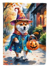 Shiba Inu Halloween Trick or Treat House Flag Large Porch Sleeve Pole Decorative Outside Yard Banner Artwork Wall Hanging, Polyester, House Size