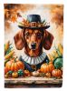Red Brown Dachshund Thanksgiving House Flag Large Porch Sleeve Pole Decorative Outside Yard Banner Artwork Wall Hanging, Polyester, House Size