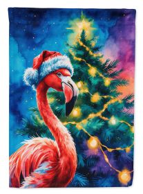 Flamingo Christmas House Flag Large Porch Sleeve Pole Decorative Outside Yard Banner Artwork Wall Hanging, Polyester, House Size, Multicolor