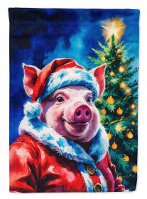 Pig Christmas House Flag Large Porch Sleeve Pole Decorative Outside Yard Banner Artwork Wall Hanging, Polyester, House Size, Multicolor