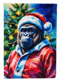 Gorilla Christmas House Flag Large Porch Sleeve Pole Decorative Outside Yard Banner Artwork Wall Hanging, Polyester, House Size, Multicolor