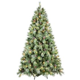5ft Pre-Lit Christmas Tree w/200 LED Lights, 694 PVC/Pine Needles Tips & Pinecone
