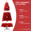 Artificial 4ft Red Christmas Tree with 456 PVC Branch Tips, Hinged Premium & Foldable Base for Indoor Holiday Decorating