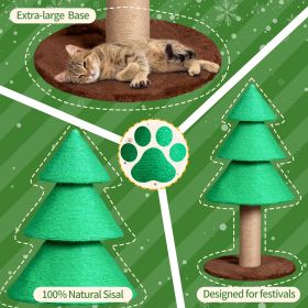 31.5in Christmas Tree Cat Scratcher, Cat Scratching Post for Indoor Cats, Large Sisal Cat Scratching Tree Cat Scratch Tower, Green