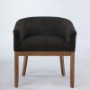 Mid Century Modern Upholstered Barrel Dining Chairs with Arms,Farmhouse Linen Kitchen & Dining Room Chairs with Natural Hardwood Frame