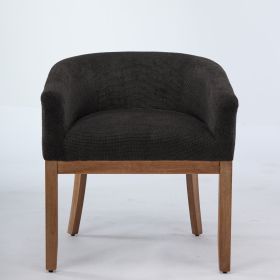 Mid Century Modern Upholstered Barrel Dining Chairs with Arms,Farmhouse Linen Kitchen & Dining Room Chairs with Natural Hardwood Frame