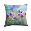South Dakota Pasque Flowers in Watercolor Throw Pillow Machine Washable, Indoor Outdoor Decorative Pillow for Couch, Bed or Patio, 14Hx14W