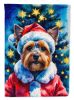 Yorkshire Terrier Christmas House Flag Large Porch Sleeve Pole Decorative Outside Yard Banner Artwork Wall Hanging, Polyester, House Size, Multicolor