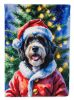 Bernedoodle Christmas House Flag Large Porch Sleeve Pole Decorative Outside Yard Banner Artwork Wall Hanging, Polyester, House Size, Multicolor