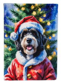 Bernedoodle Christmas House Flag Large Porch Sleeve Pole Decorative Outside Yard Banner Artwork Wall Hanging, Polyester, House Size, Multicolor