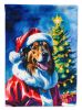 Collie Christmas House Flag Large Porch Sleeve Pole Decorative Outside Yard Banner Artwork Wall Hanging, Polyester, House Size, Multicolor