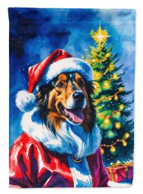 Collie Christmas House Flag Large Porch Sleeve Pole Decorative Outside Yard Banner Artwork Wall Hanging, Polyester, House Size, Multicolor