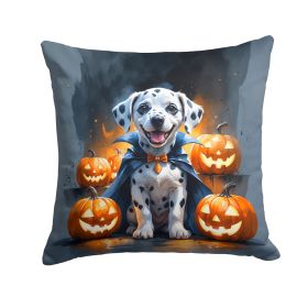 Dalmatian Puppy Halloween Throw Pillow Machine Washable, Indoor Outdoor Decorative Pillow for Couch, Bed or Patio, 14Hx14W