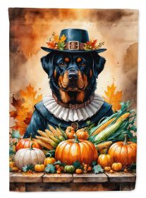 Rottweiler Thanksgiving House Flag Large Porch Sleeve Pole Decorative Outside Yard Banner Artwork Wall Hanging, Polyester, House Size, Multicolor