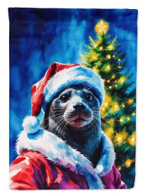 Seal Christmas House Flag Large Porch Sleeve Pole Decorative Outside Yard Banner Artwork Wall Hanging, Polyester, House Size, Multicolor