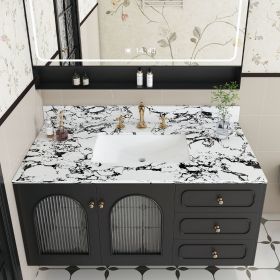 43"x22" Bathroom Vanity Top, with Undermount Ceramic Sink and Backsplash, artificial marble Bathroom Vanity Top with 3 Faucet Holes, Panda White