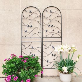 2 Pack Metal Garden Trellis 71" x 19.7" Rustproof Trellis for Climbing Plants Outdoor Flower Support Bird Deco Black