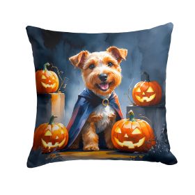 Airedale Terrier Puppy Halloween Throw Pillow Machine Washable, Indoor Outdoor Decorative Pillow for Couch, Bed or Patio, 18Hx18W
