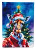 Giraffe Christmas House Flag Large Porch Sleeve Pole Decorative Outside Yard Banner Artwork Wall Hanging, Polyester, House Size, Multicolor