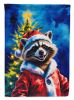Raccoon Christmas House Flag Large Porch Sleeve Pole Decorative Outside Yard Banner Artwork Wall Hanging, Polyester, House Size, Multicolor