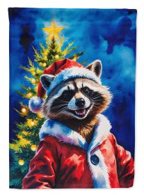 Raccoon Christmas House Flag Large Porch Sleeve Pole Decorative Outside Yard Banner Artwork Wall Hanging, Polyester, House Size, Multicolor