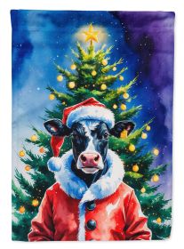 Cow Christmas House Flag Large Porch Sleeve Pole Decorative Outside Yard Banner Artwork Wall Hanging, Polyester, House Size, Multicolor