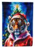 Tiger Christmas House Flag Large Porch Sleeve Pole Decorative Outside Yard Banner Artwork Wall Hanging, Polyester, House Size, Multicolor