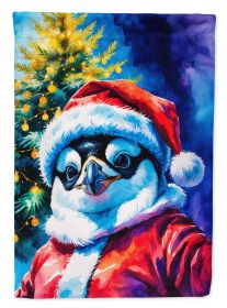 Penguin Christmas House Flag Large Porch Sleeve Pole Decorative Outside Yard Banner Artwork Wall Hanging, Polyester, House Size, Multicolor