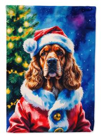 Cocker Spaniel Christmas House Flag Large Porch Sleeve Pole Decorative Outside Yard Banner Artwork Wall Hanging, Polyester, House Size, Multicolor