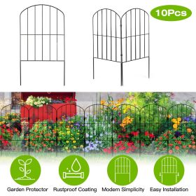 10Pcs Decorative Garden Fence Rustproof Iron Wire Arched Fence Animal Barrier Border 12.59' Width 23.93' Length For Yard Landscape Patio Outdoor Decor