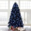 7ft Lighted Artificial Christmas Tree, 1916 Premium PE/PVC Branches, 450 Lights, Halloween Tree, Black