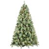 7ft Pre-Lit Christmas Tree w/400 LED Lights, 1348 PVC/Pine Needles Tips & Pinecone