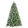 7FT Hinged Artificial Christmas Tree with 1348 PVC Tips, Xmas Tree with Foldable Metal Base for Holiday Decor, Green