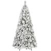 7.5ft Hinged Full Snow-Flocked Christmas Tree with 1252 Mixed PVC & Pine Needles Tips