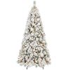 8FT Pre-Lit Snow Flocked Christmas Tree Artificial Pine Tree with 600 Lights